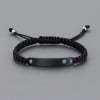 N Bracelet personnalise couple nylon tresse zirconium plaque acier