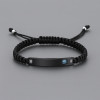 Bracelet personnalise couple nylon tresse zirconium plaque acier