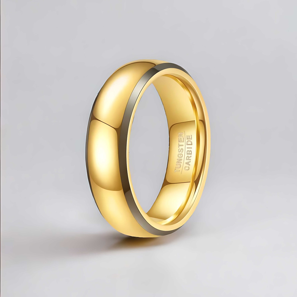 6N Bague personnalisee homme anneau alliance dome tungstene