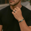 Bracelet homme ceramique noir chaine plaque or magnetique