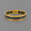 Bracelet homme ceramique noir chaine plaque or magnetique