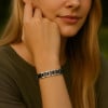 Bracelet homme ceramique noir chaine plaque or magnetique