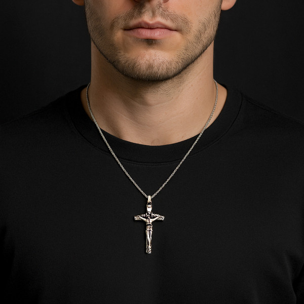 Chrono Cross Ciondolo Con Croce Celtica Da 3,5" Raffigurante Gesù Cristo, In Argento Sterling Massiccio 925, Spesso E Pesante, 47 Grammi. - Italia Casco Moto Cross - Foto 9