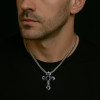 Men's Sterling Silver Celtic Cross Zirconia Inlay Pendant
