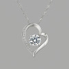 Pendentif collier coeur argent zirconium