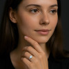 Bague argent rhodie coeur opale zirconium