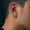 Boucles d'oreilles clous homme pentacle punk star acier - paire