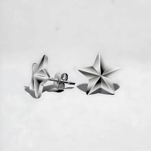 Heren stalen pentagram punkster-oorknopjes - paar