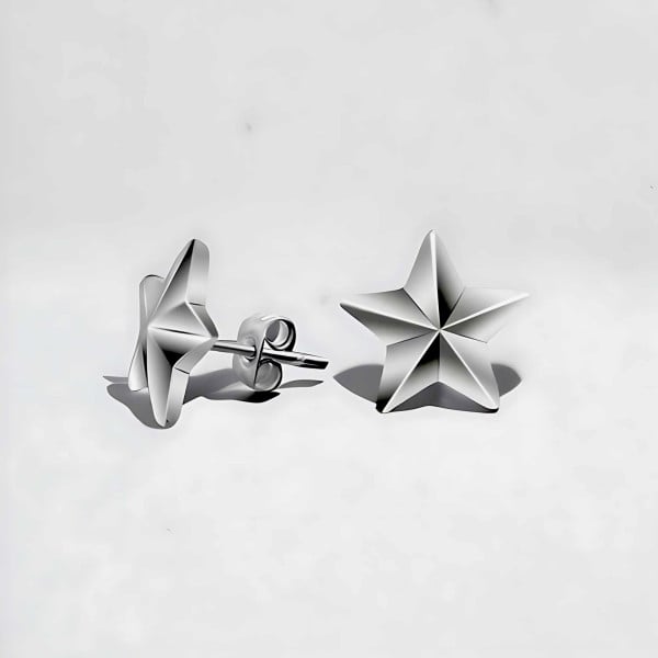 Boucles d'oreilles clous homme pentacle punk star acier - paire