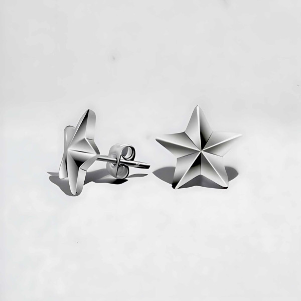 Boucles d'oreilles clous homme pentacle punk star acier - paire