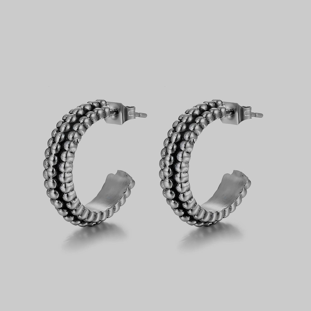 Boucles d'oreilles homme femme semi anneau acier - paire