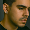 Boucles d'oreilles clous homme tete de loup acier