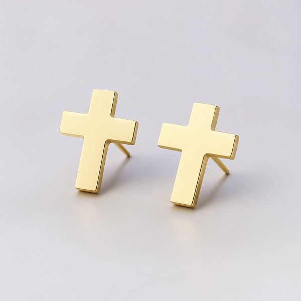 Boucles d'oreilles homme croix acier - paire