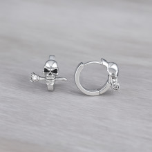 Men's Stainless Steel Skull Hoop Earrings