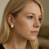 Gold plated oval abalone stud earrings - pair