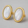 Gold plated oval abalone stud earrings - pair