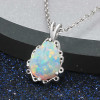 Rhodium Plated Sterling Silver Water Drop Opale Pendant Necklace