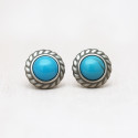 Boucles d'oreilleshomme clous argent pierre turquoise