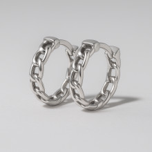 Pendientes de aro para hombre con aro de acero y cadena trenzada - par