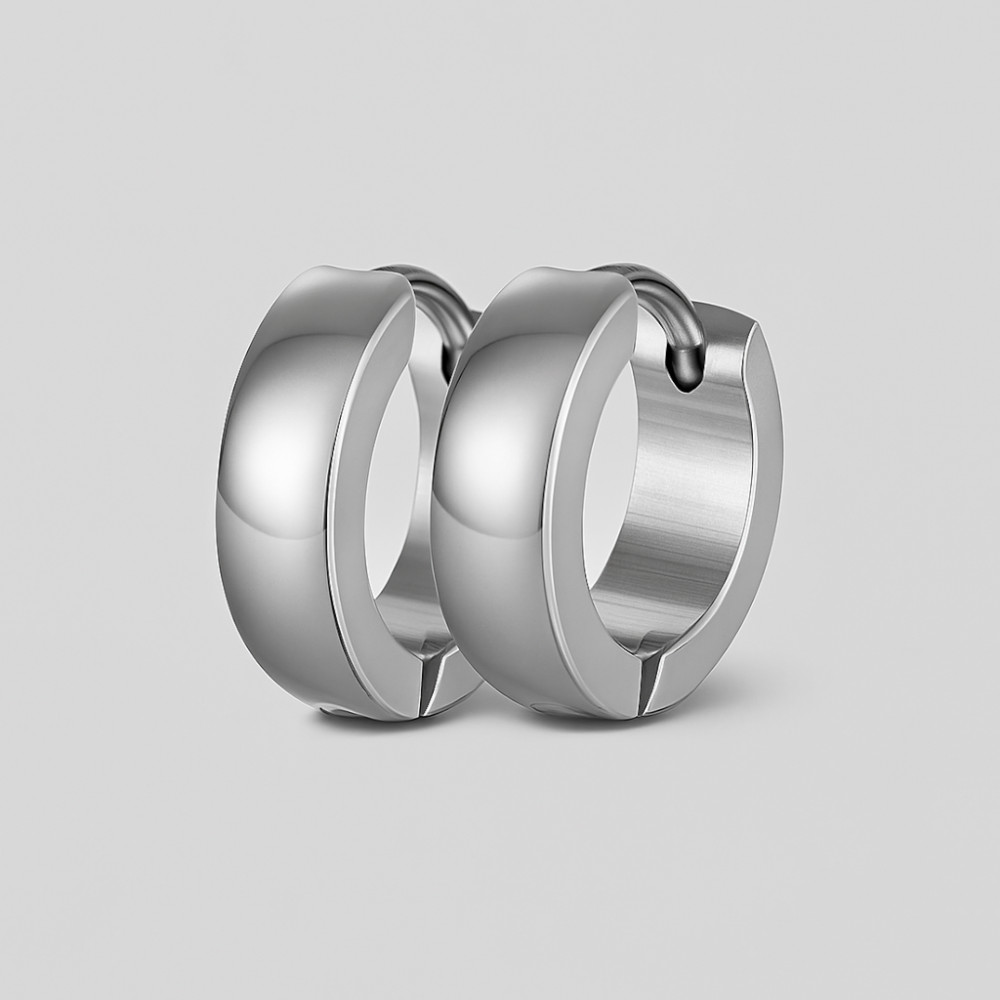 Boucles d'oreilles homme creoles anneau acier - paire
