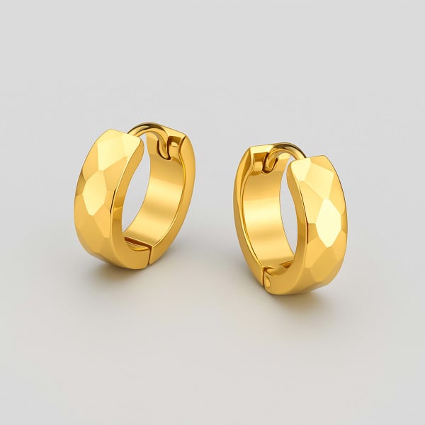 Boucles d'oreilles homme creoles acier facettes