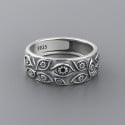Open herenring van zilver, oog van God