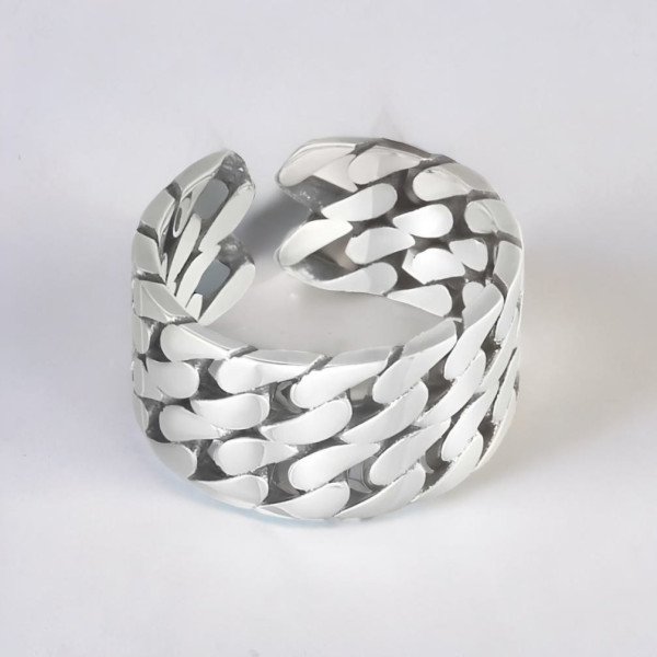 Bague argent chaine tresse ouvert