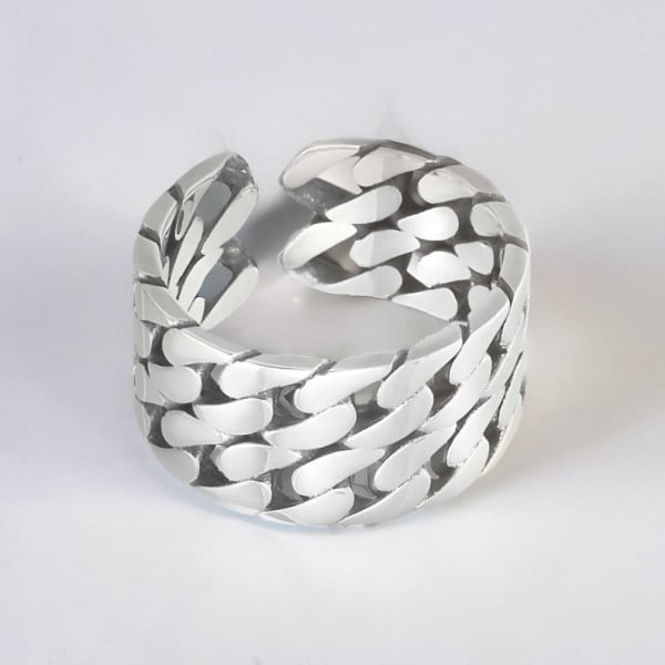 Bague argent chaine tresse ouvert