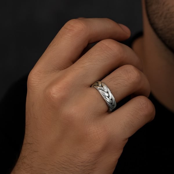 Bague homme argent tressé – Élégance masculine en argent 925 2325