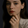 Square knight silver open ring for women