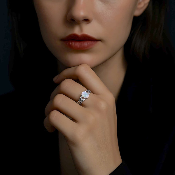 Bague Argent 925 Avec Opale Et Onyx - Taille 63 (20 Mm), Occasion, Magnifique