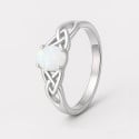 Bague argent 925 rhodie celtique opale ovale