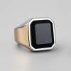 M Bague chevaliere homme acier onxy noir personnalisable