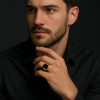 Bague chevaliere homme acier onxy noir personnalisable