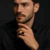 Bague chevaliere homme acier onxy noir personnalisable