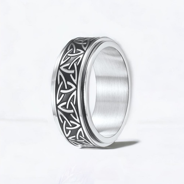 D Bague homme anneau tournant antistress acier noeud celtique