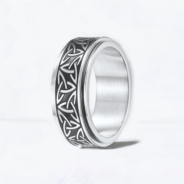 D Bague homme anneau tournant antistress acier noeud celtique