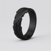 N Bague homme anneau feuilles épi finition oxydé
