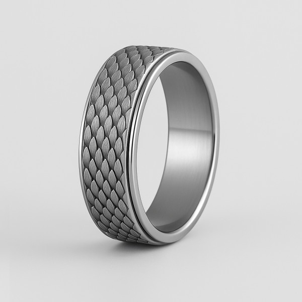 Bague homme anneau ecaille serpent anti-stress tournant