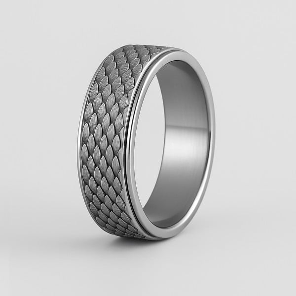 Bague homme anneau ecaille serpent anti-stress tournant
