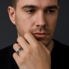 Anillo de acero para hombre con cadena antiestrés giratoria, grabado personalizable