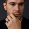 Bague acier homme chaine anti stress tournant gravure personnalisable