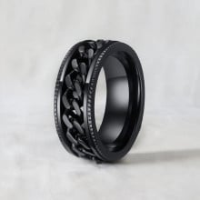 Personalisierter Herrenring aus Stahl – Drehbarer Anti-Stress-Ring mit Kettendesign