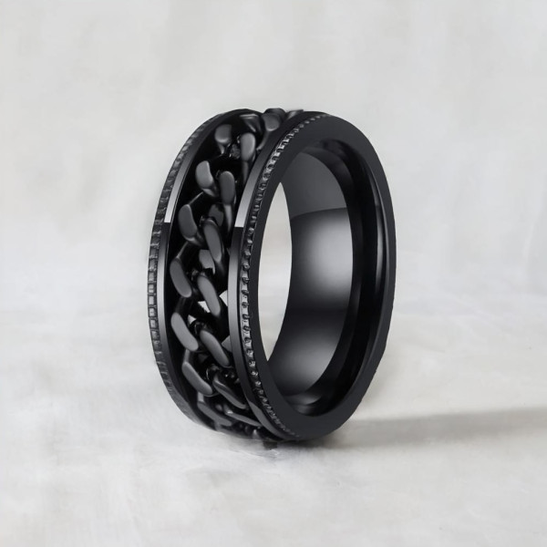 M Bague homme acier chaine tournant anti stress personnalisable