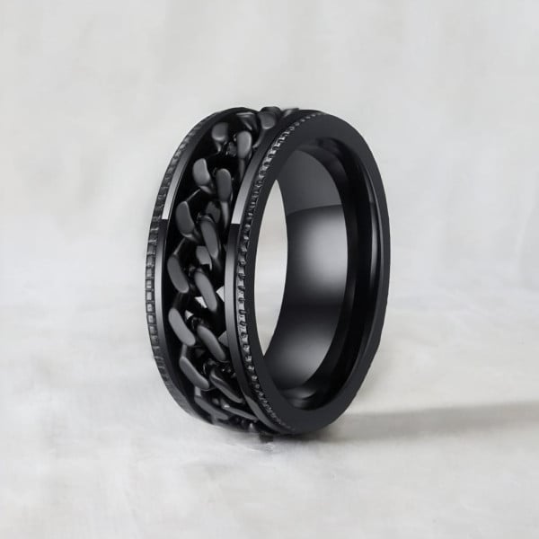 M Bague homme acier chaine tournant anti stress personnalisable