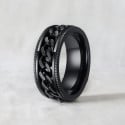 Bague homme personnalisable en acier – Anneau tournant anti-stress avec chaîne