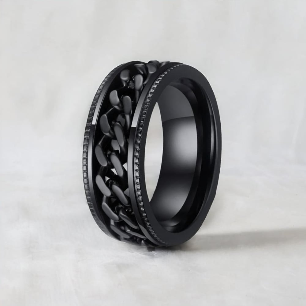 N Bague homme acier chaine tournant anti stress personnalisable