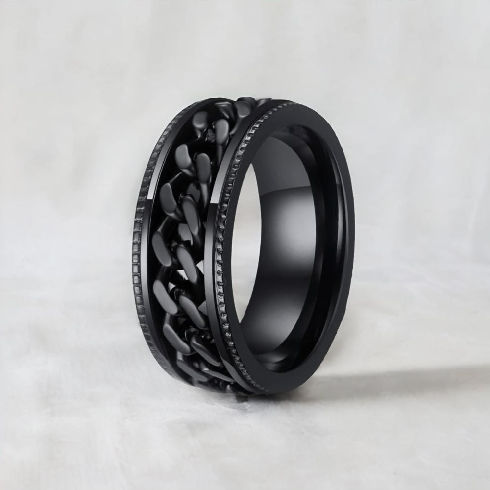 M Bague homme acier chaine tournant anti stress personnalisable