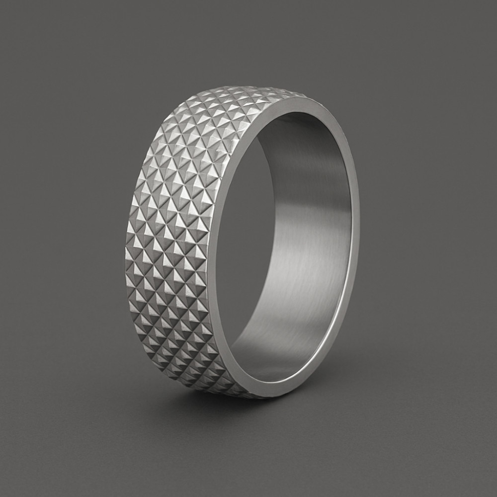 M Bague personnalisee anneau homme acier motif relief