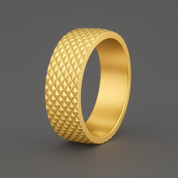 M Bague personnalisee anneau homme acier motif relief